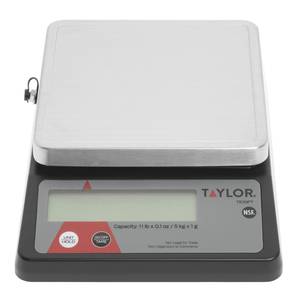 Taylor 22lb High Capacity Kitchen Food Scale with Stainless Steel Surface, Backlit Display, and USB Recharging Cord Included, White