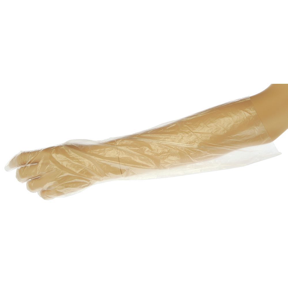 Clear Polyethylene Powder-Free Elbow Length Disposable Gloves