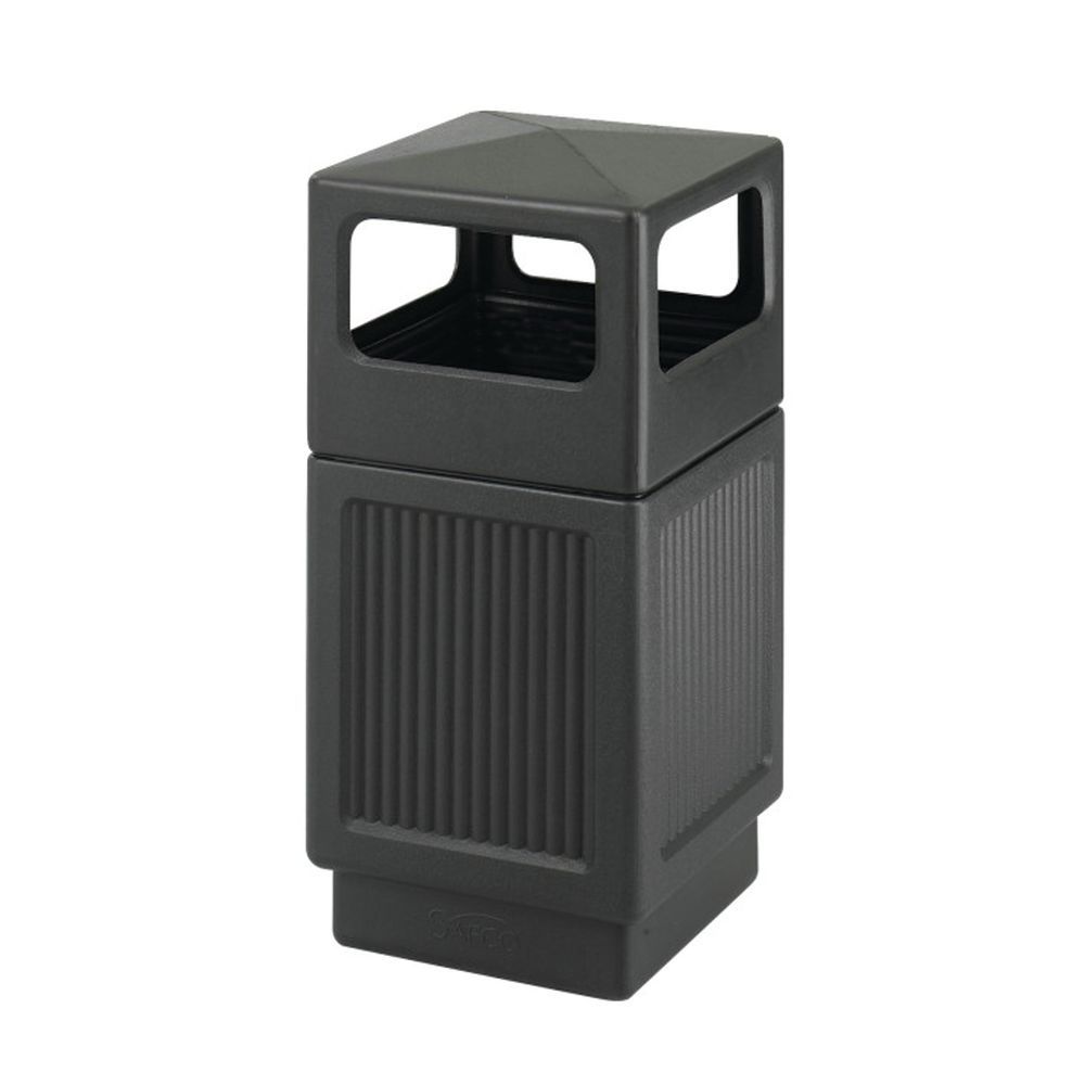 CanMeleon Sq Trash Can 38 Gal Dome Top Fluted Panel 18 1/4" L x 18 1/4" W x 39 1/4" H Plastic Blk