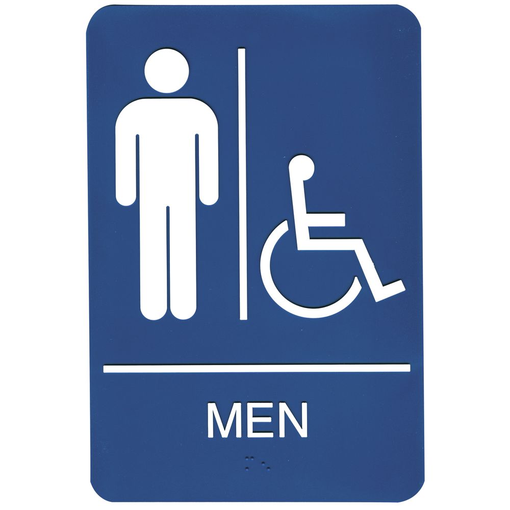 Ada Compliant Wheelchair Accessible Mens Restroom Sign Blue