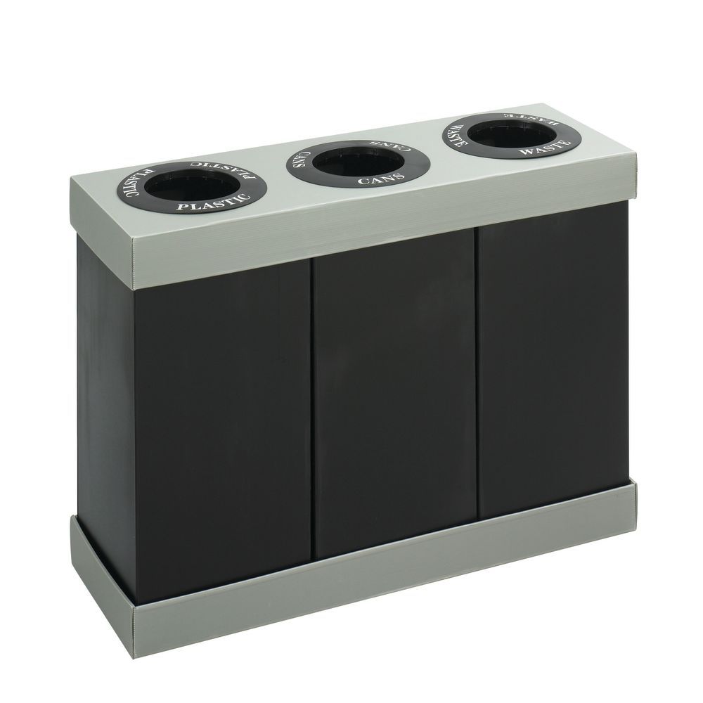 Safco At-Your-Disposal 3-bin Recycling Center - 28 gal Capacity - Rectangular - 33 Safco At-Your-Disposal 3-bin Recycling Center - 28 gal Capacity - Rectangular - 33