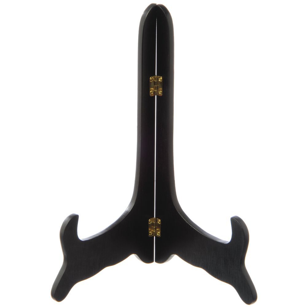 6"H Hinged Wooden Plate Stand, Black