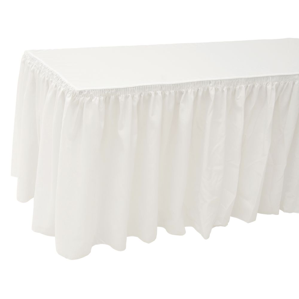 TABLECOVER, FITTED, W/SKRTNG, 8&#39;, WHITE