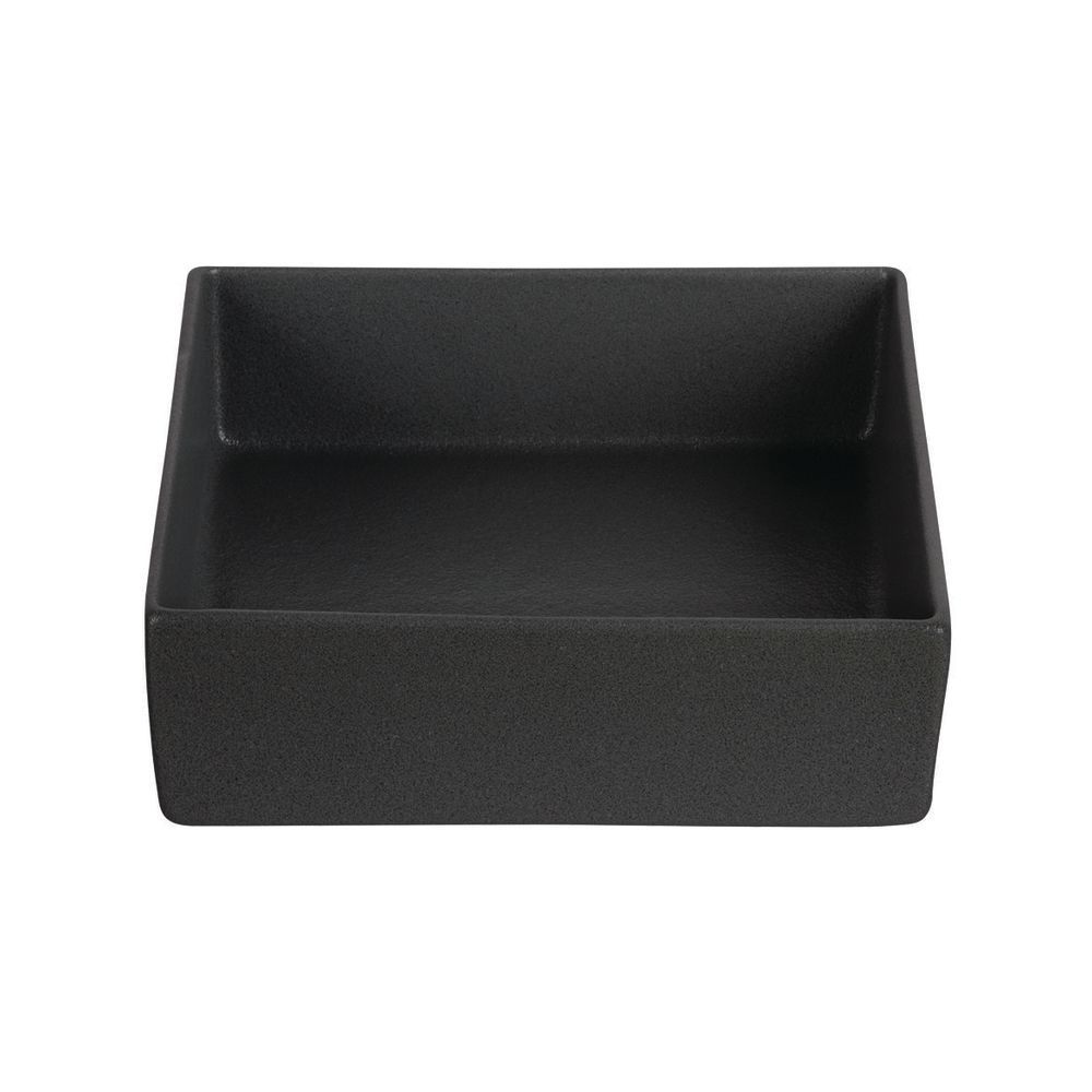 Bugambilia Straight Sided Salad Bowl Resin Coated Metal Commercial Food Containers 125 oz in Black  10"L  x  10"W x 3"H