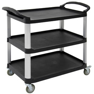  Rubbermaid Commercial Products Heavy Duty 3-Shelf Rolling  Service/Utility/Push Cart, 200 lbs. Capacity, Black, for  Foodservice/Restaurant/Cleaning/Workplace : Office Products