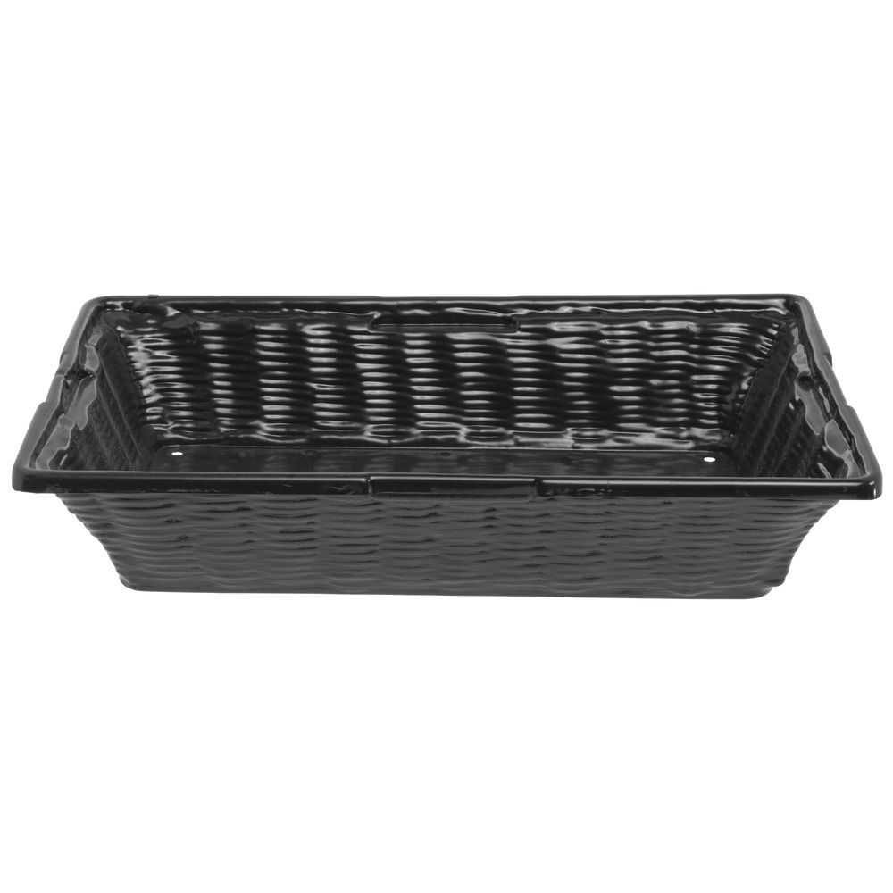 Marco Rectangular Black ABS Produce Baskets with Drainage Holes 14'L