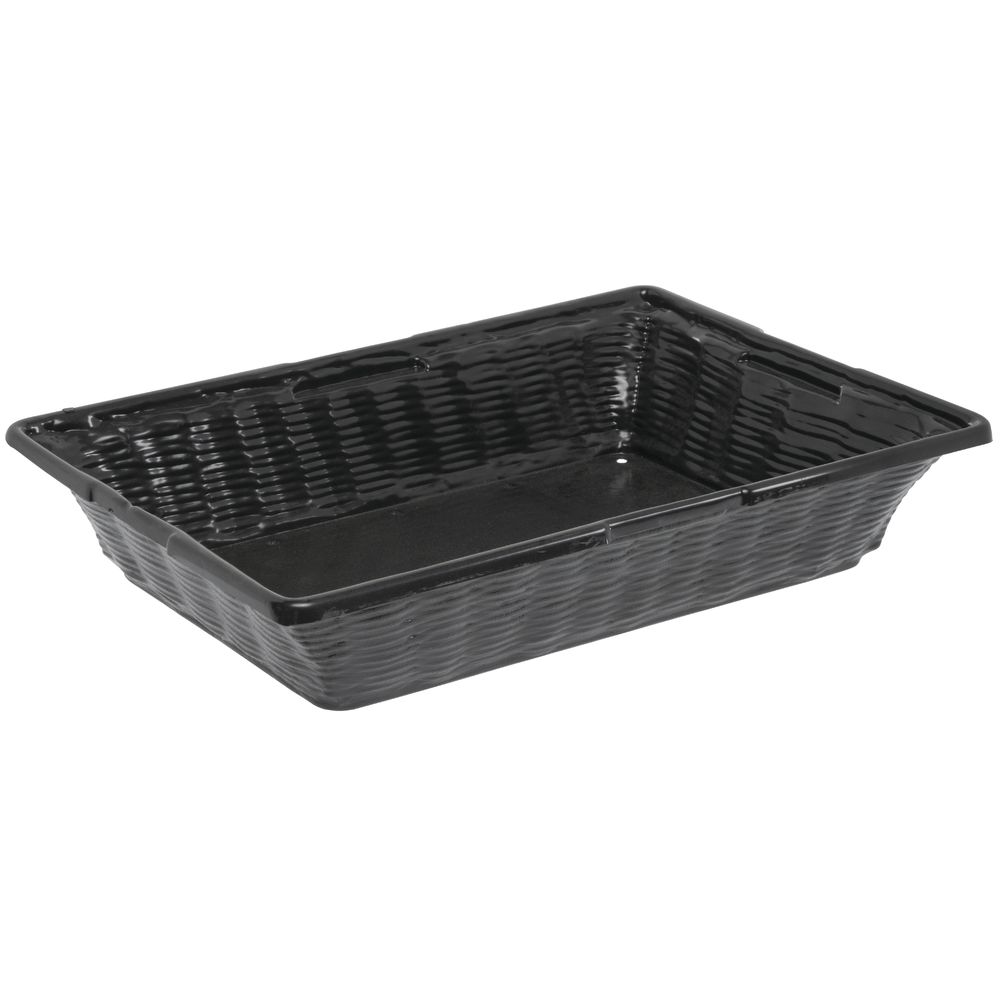 Marco Rectangular Black ABS Produce Baskets with Drainage Holes 14'L