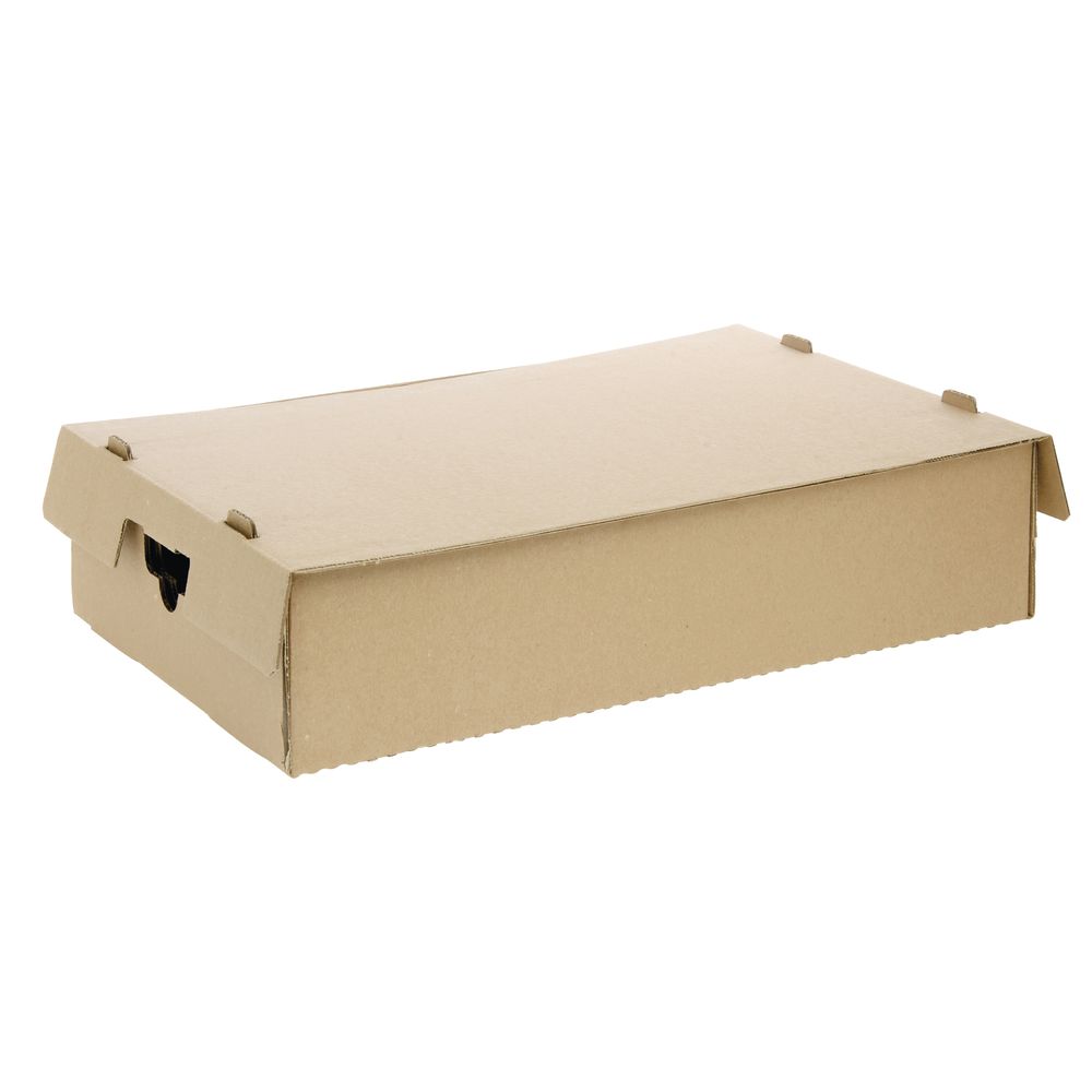 Corrugated Stackable Kraft Catering Box With Lid - 22" x 14 1/8" 5 5/8"H