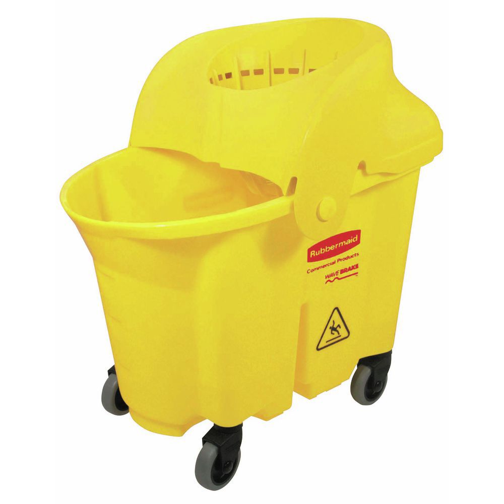 Heavy Duty Yellow Plastic Mop Bucket w/ Removable Wringer NEW Rubbermaid 35 Qt 