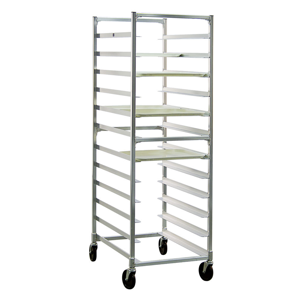 New Age Aluminum 24 Tray Side Load Cafeteria Tray Rack - 30 1/2L x 23  1/8W x 69H