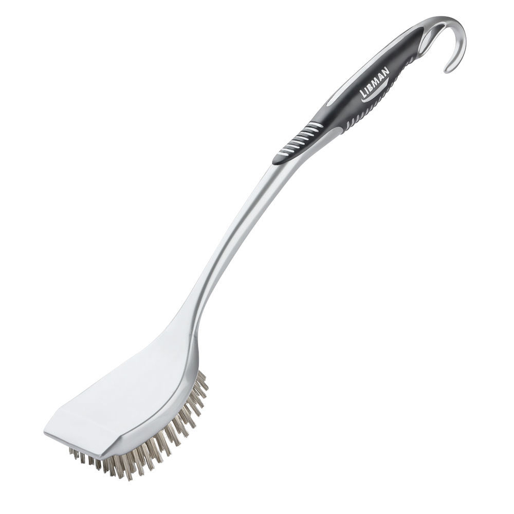 LONG HANDLED GRILL BRUSH, GREY, SS BRST