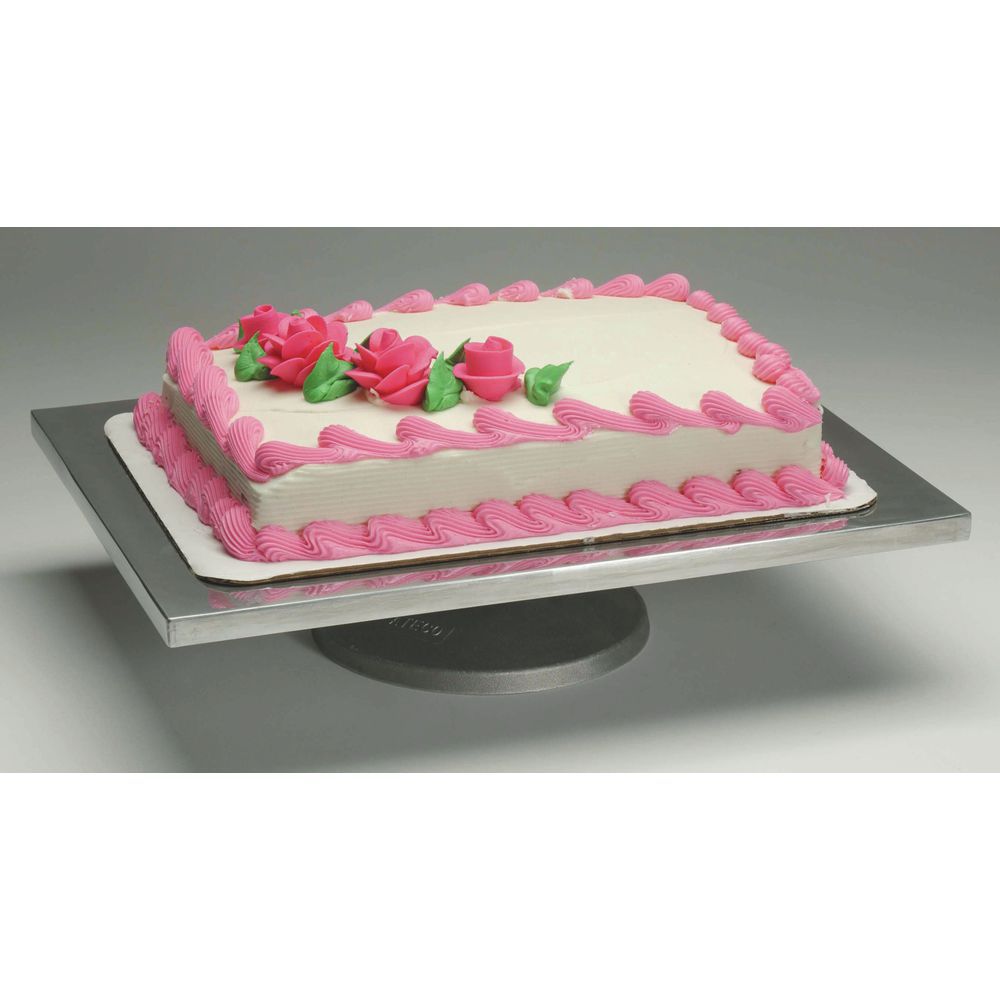 Ateco Rectangular Aluminum Rotating Cake Decorating Stand - 16L x 12W x  4H