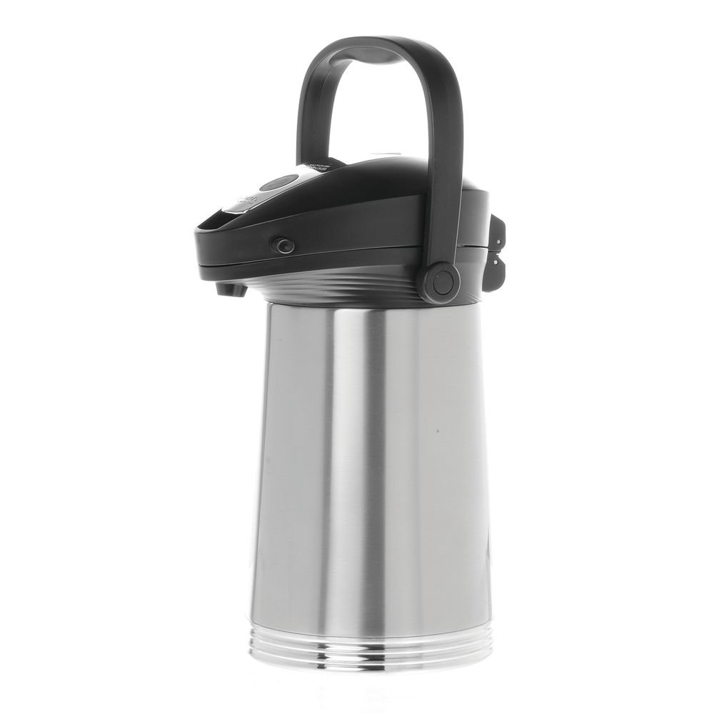HUBERT Airpot Coffee Dispenser with Pump Lid 2 1/2 L Stainless Steel  Glass-Lined