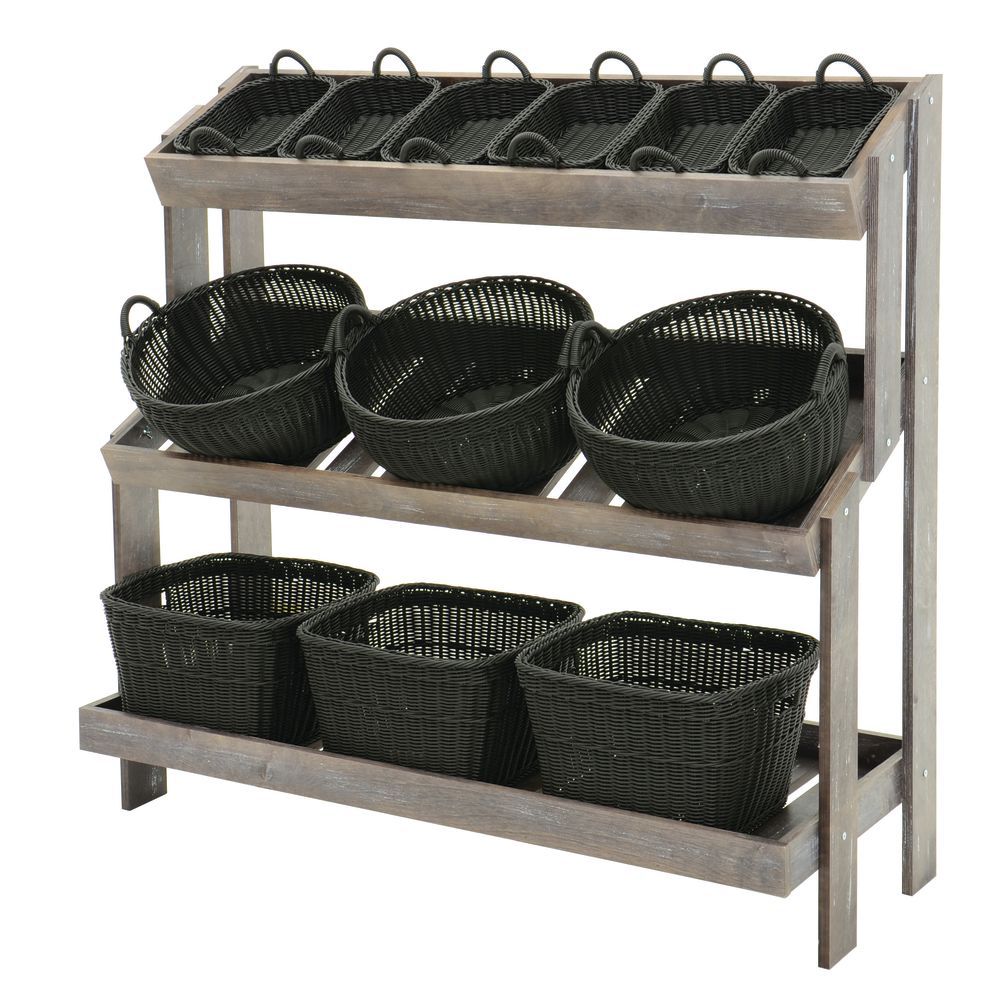 Expressly Hubert 3 Tier Rustic Grey Wood Display Rack 53 L X 22