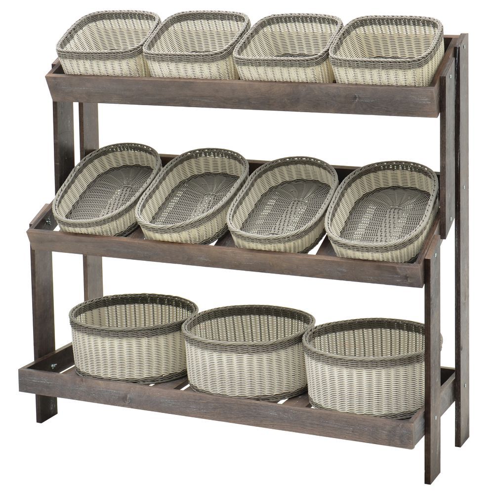 Expressly Hubert 3 Tier Rustic Grey Wood Display Rack 53 L X 22