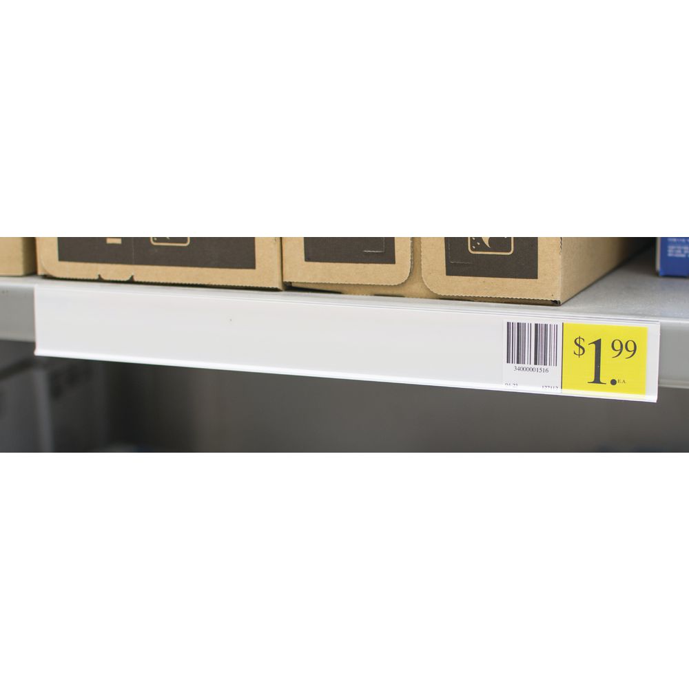 White Plastic Extra Duty Shelf Label Holder With Self-Adhesive Back - 1  1/4H x 47 7/8L