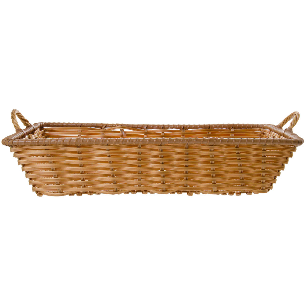 16L x 11W x 3H Black with Handles Synthetic Wicker Basket