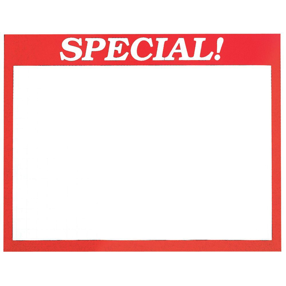 SIGN CARD, GRID, 3-1/2 X 5-1/2, SPECIAL, RED