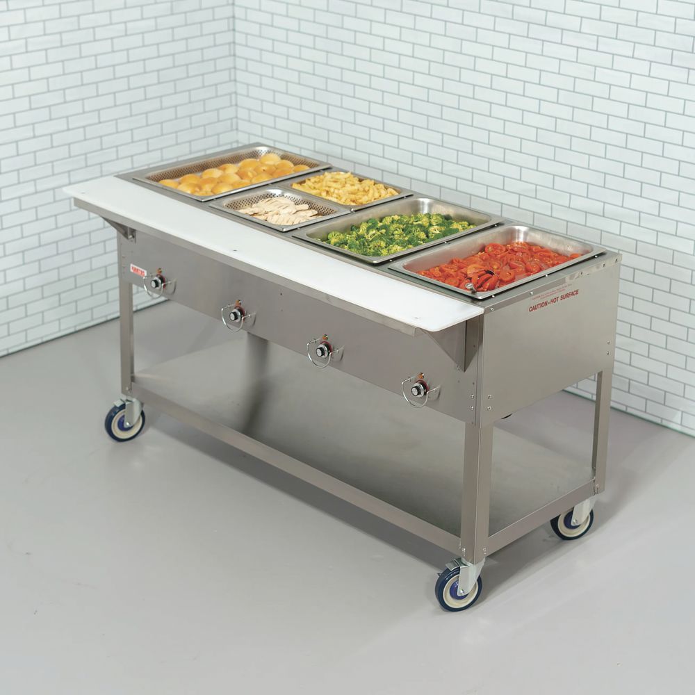 Kratos 28W-198 Mobile Four-Pan Open-Well Electric Steam Table with ...