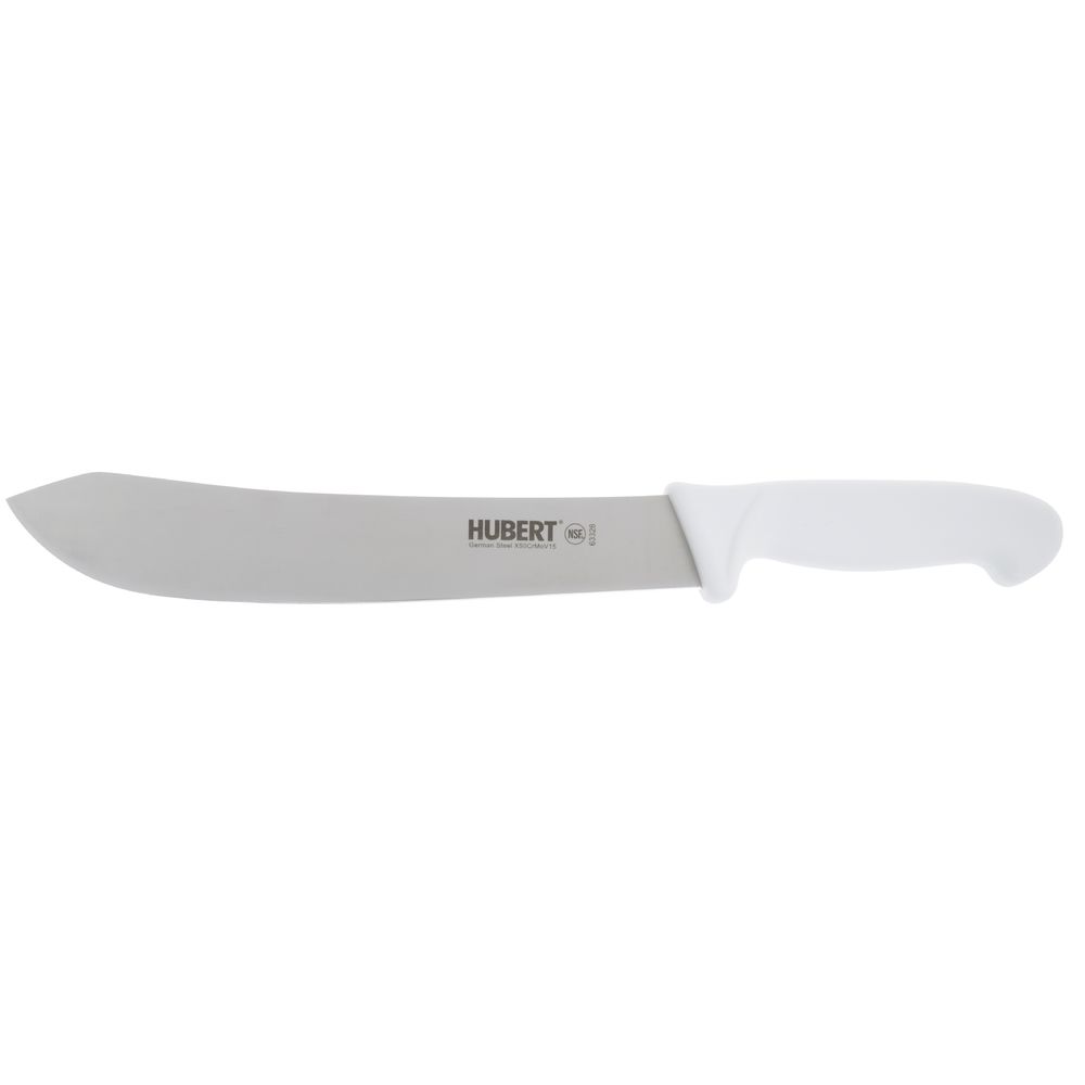 Hubert Stainless Steel Butcher Knife With White Polypropylene Handle 10 L Blade
