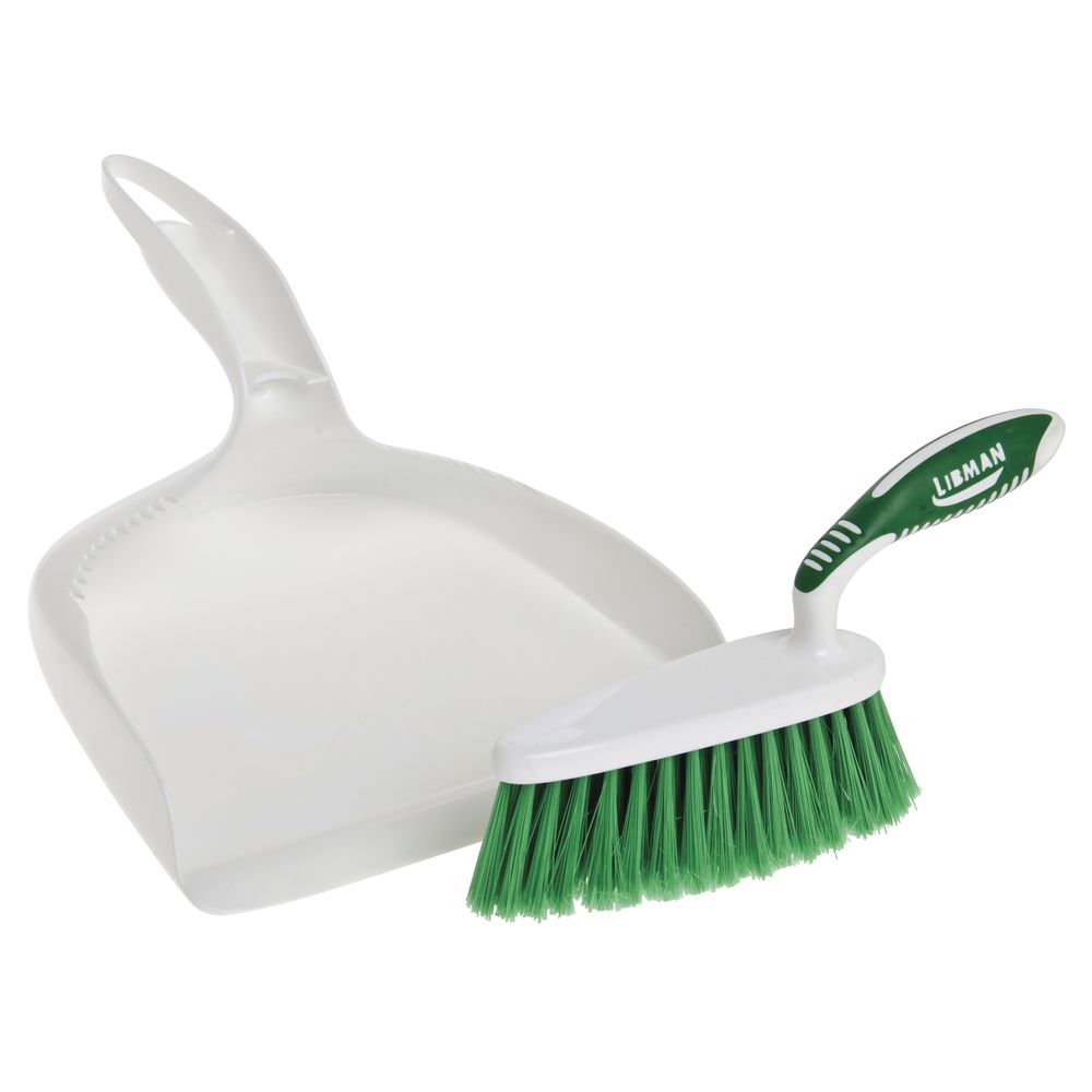 Dust Pan Set Fiber Brush and Dust Pan White/Green