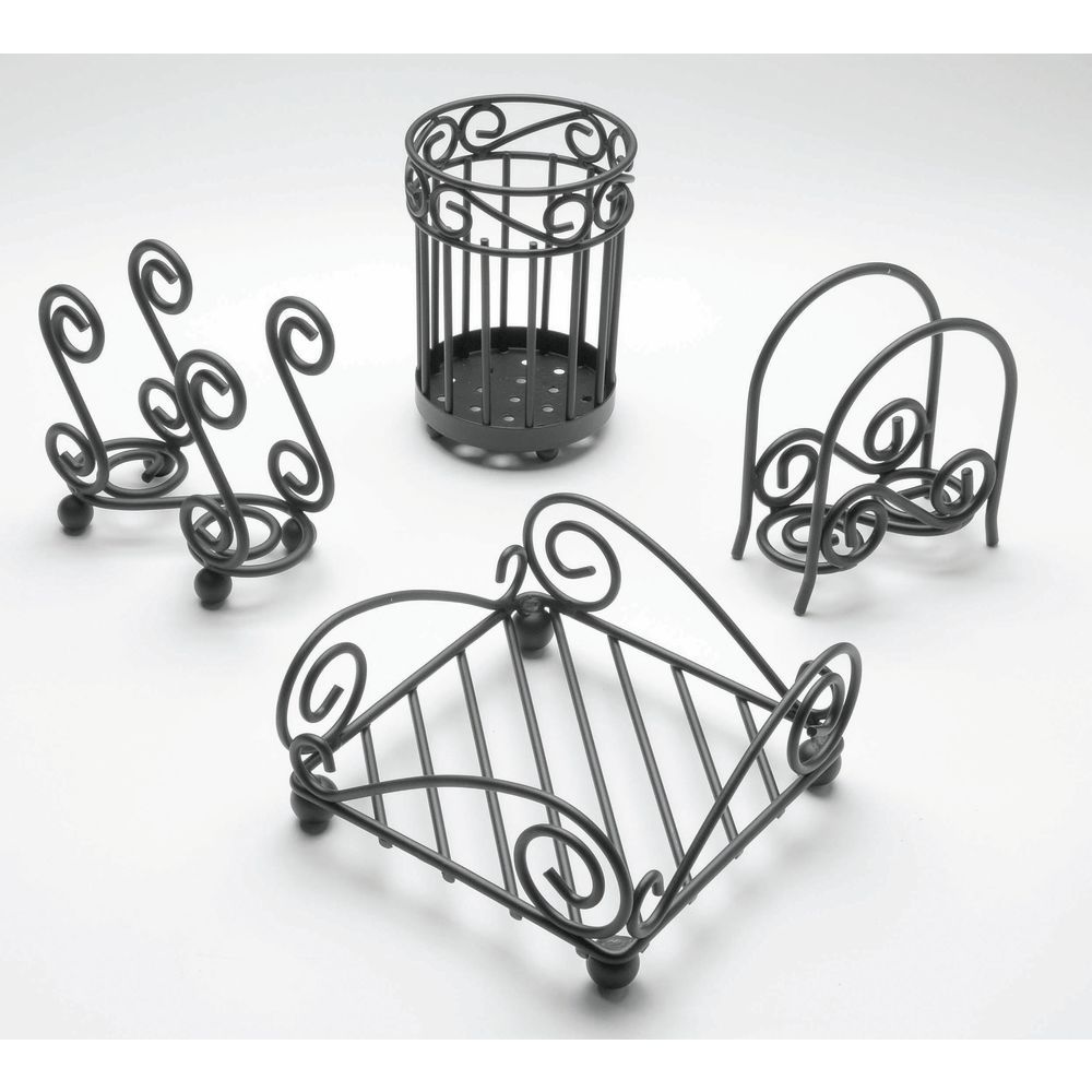Spectrum Diversified Scroll Collection Black Metal Flat Napkin Holder 7 1 4 L X 7 1 4 W X 3 1 2 H