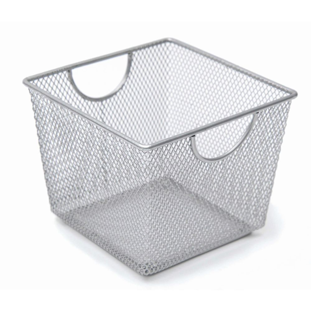 Square Metal Mesh STORAGE BASKET w/ HANDLE Home Office Organiser Container _ FF 
