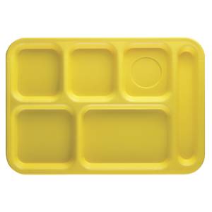 Small Polycarbonate Plastic Meal Tray with 4 Compartments, Yellow