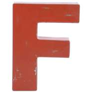 Rustic Red Metal Block Letter F - 11W X 2-1/2D X 11H