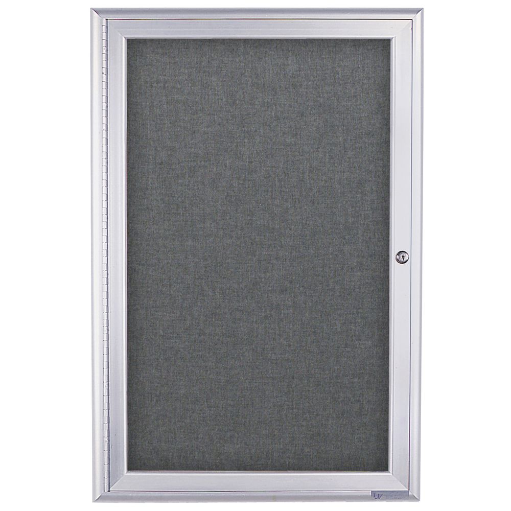 United Visual Aluminum Indoor Enclosed Bulletin Board 1 Door 24"L x 36"H