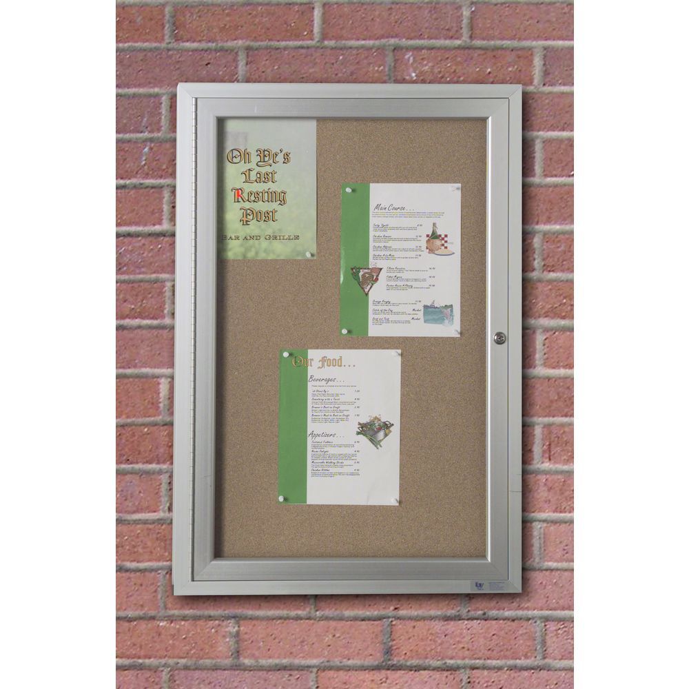 United Visual Vertical Outdoor Enclosed Bulletin Board 1 Door 24