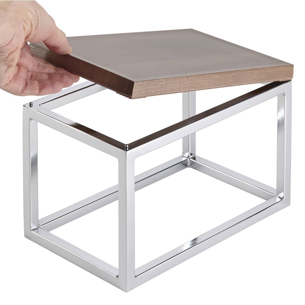 Expressly Hubert®Cerve Collection Rectangular Chrome Riser with Acacia ...