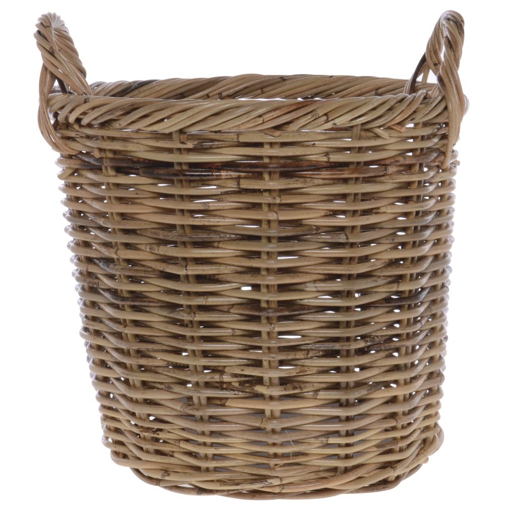Round Natural Rattan Basket With Handles 18 1/2Dia x 3H