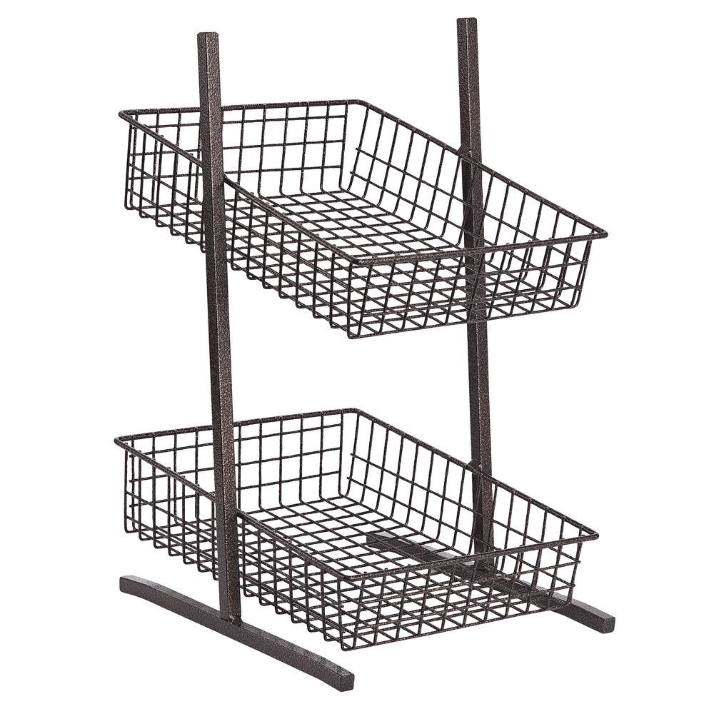 Expressly HUBERT® Rectangular Espresso Wire 2-Tier Stand - 10 3/4
