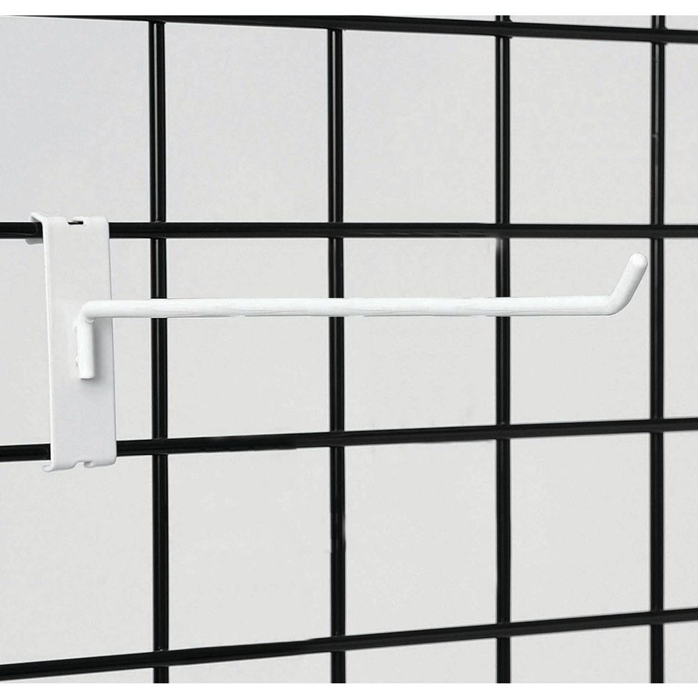 White Wire Grid Wall Hooks 12"