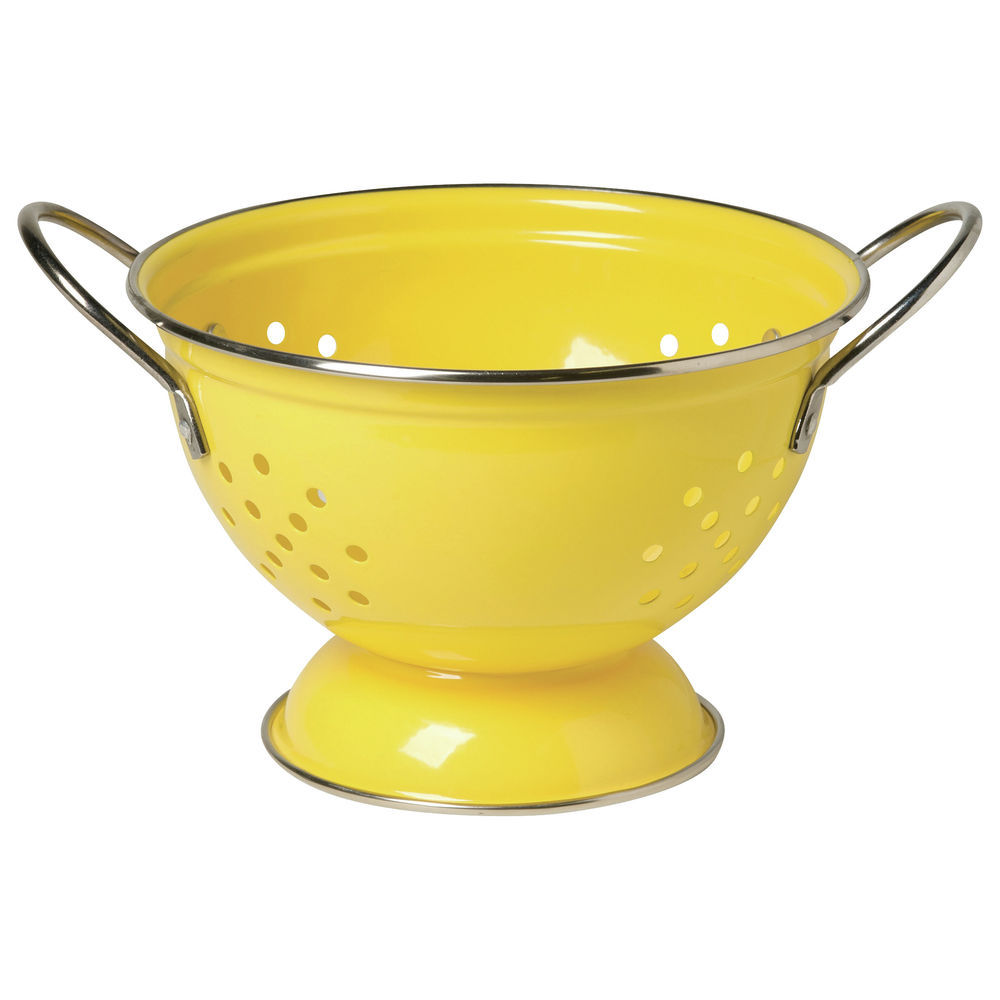 1 qt Yellow Metal Colander 6 1/2"Dia x 4 1/2"H