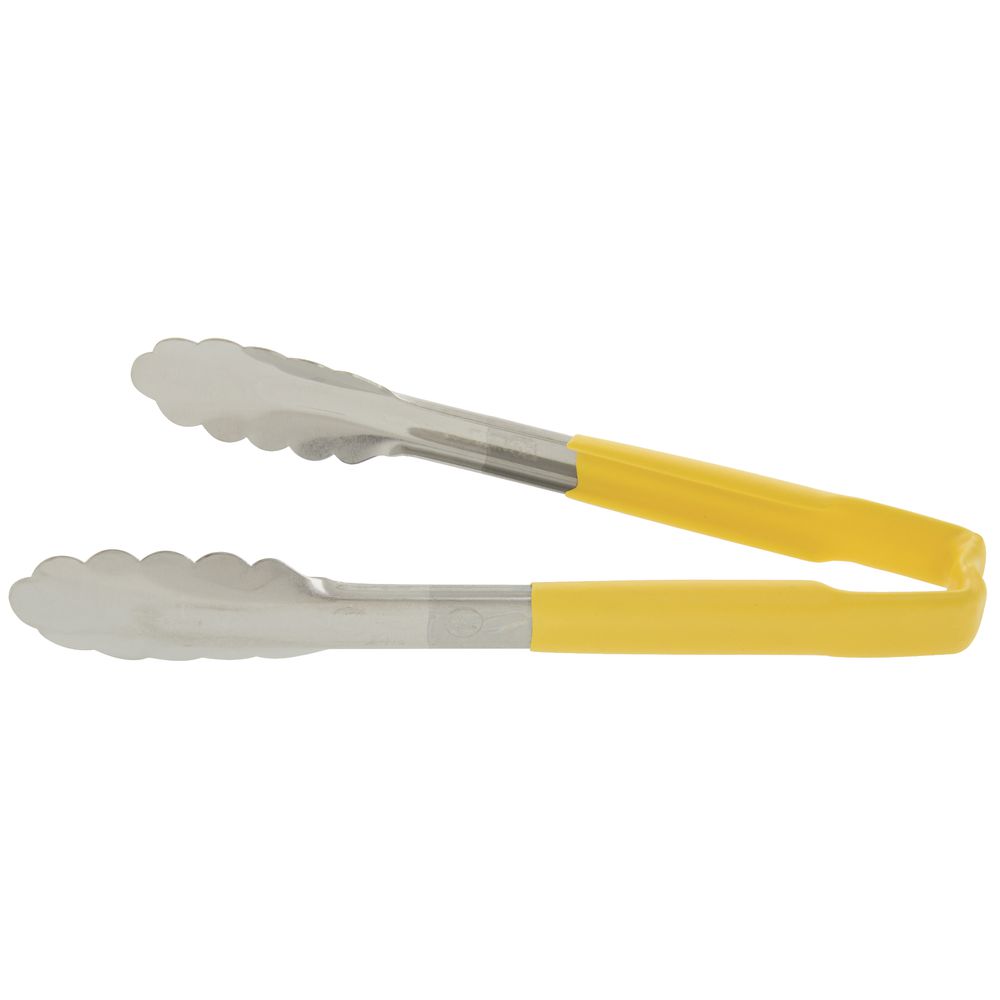 Vollrath Jacob&#39;s Pride Kool-Touch 9 1/2" L Yellow Scalloped Cooking Tongs