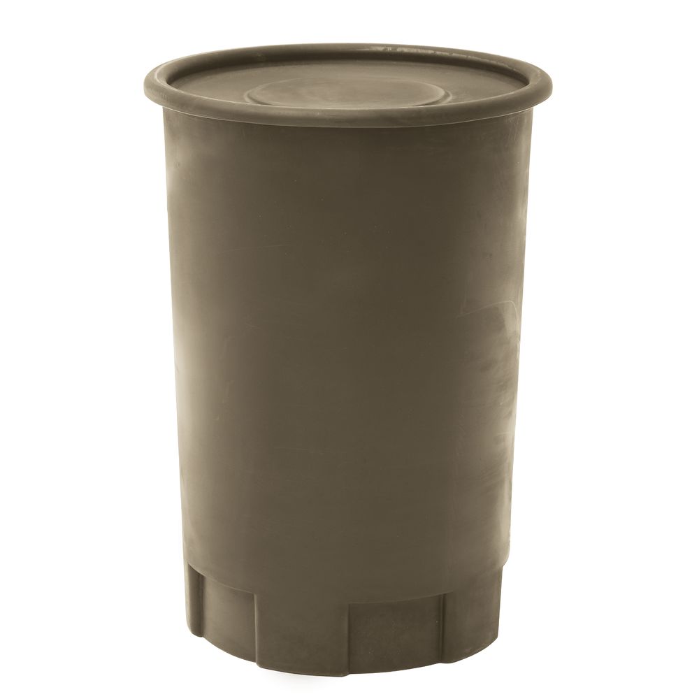 30 gal Brown Plastic Round Smart Container™ With Lid - 21Dia x