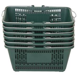 Regency Black 16 3/4 x 11 13/16 Plastic Grocery Market Shopping Basket  with Plastic Handles - 12/Pack