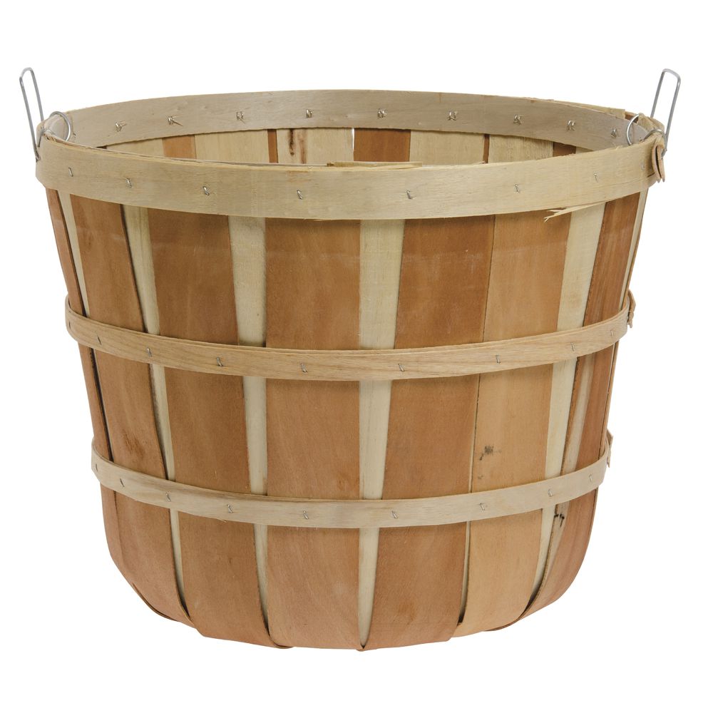 5 Peck Round Natural Chipwood Farm Basket With Side Handles - 18