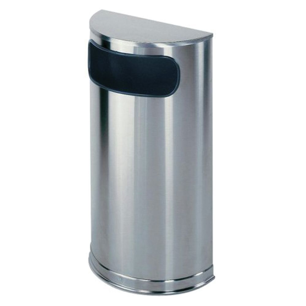 Rubbermaid 9 gal Stainless Steel Half Round Trash Receptacle With