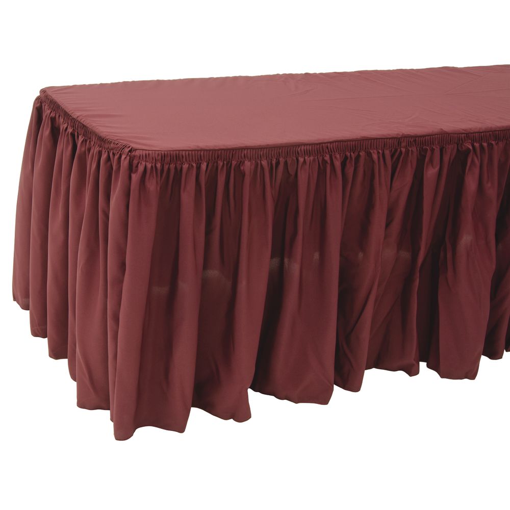 TABLECOVER, FITTED, W/SKRTNG, 6&#39;, BURGUNDY