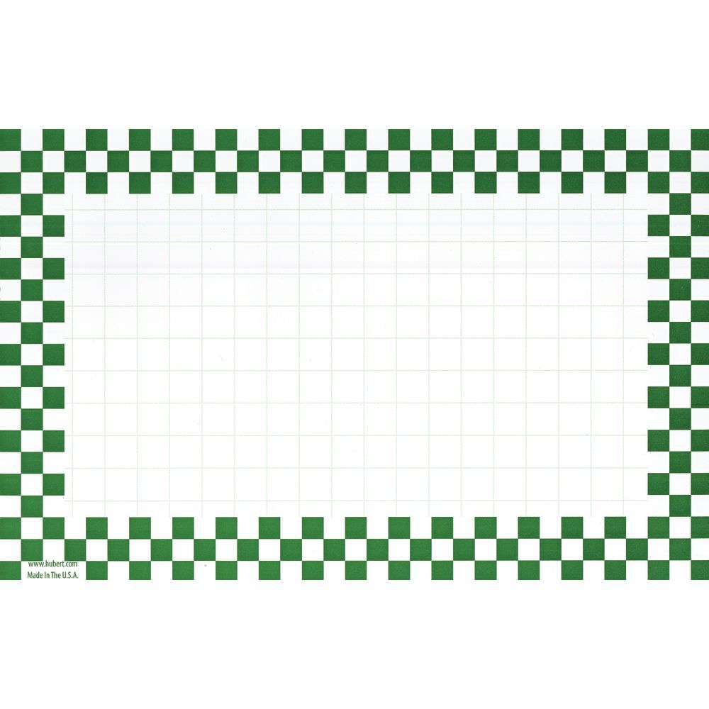 Expressly Hubert White Cards with Green Checkerboard Border - 11L x 7H