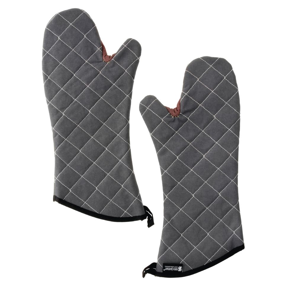 San Jamar 800FG17-BK BestGuard Commercial Heat Protection Up to 450 F Oven Mitts Pair, 17 inch Length, Black