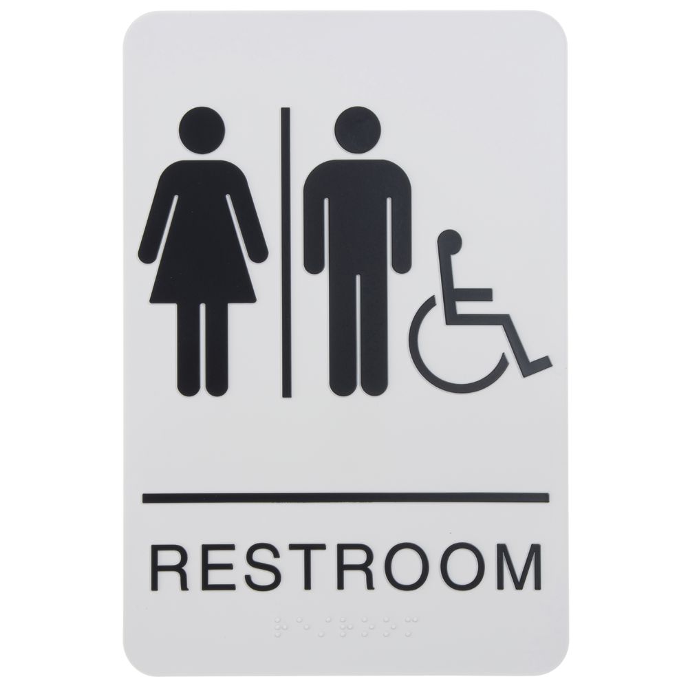 Unisex Accessible ADA Compliant Restroom Sign Adhesive Tape & Instructions Black 