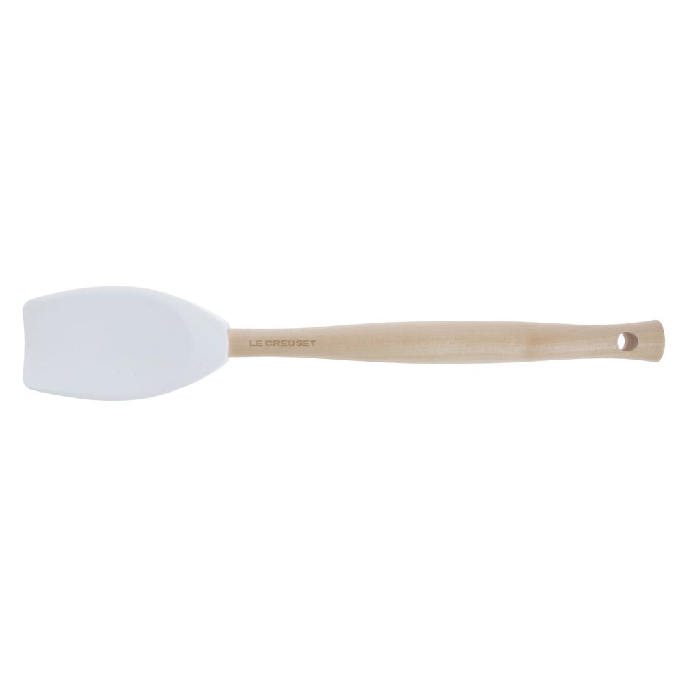 Le Creuset Craft Series White Silicone Spatula Spoon with Wood Handle