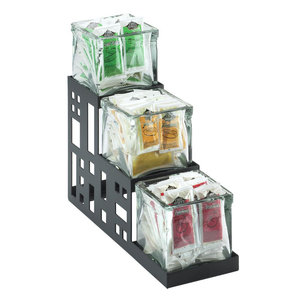 Cal-Mil Condiment Organizer Stainless Steel with Glass Jars