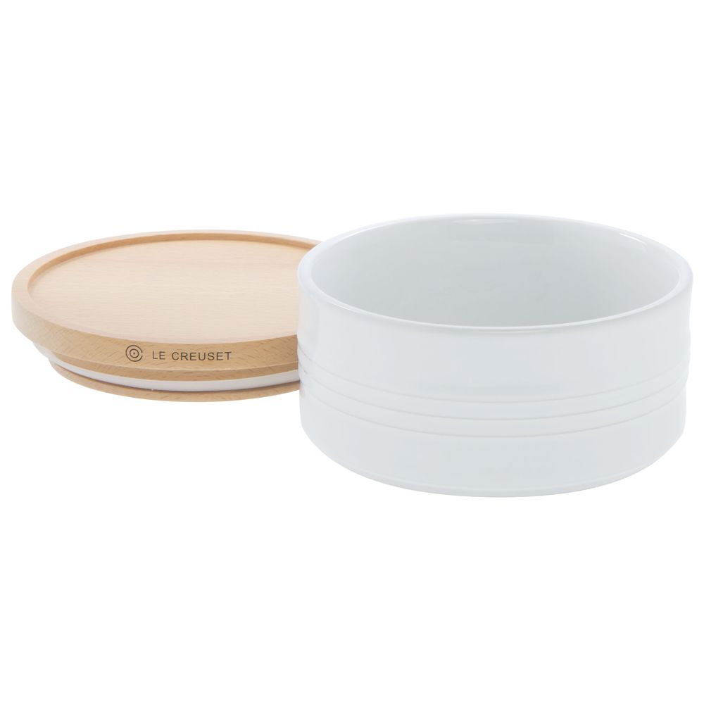 CANISTER, W WOOD LID, 23 OZ, WHITE