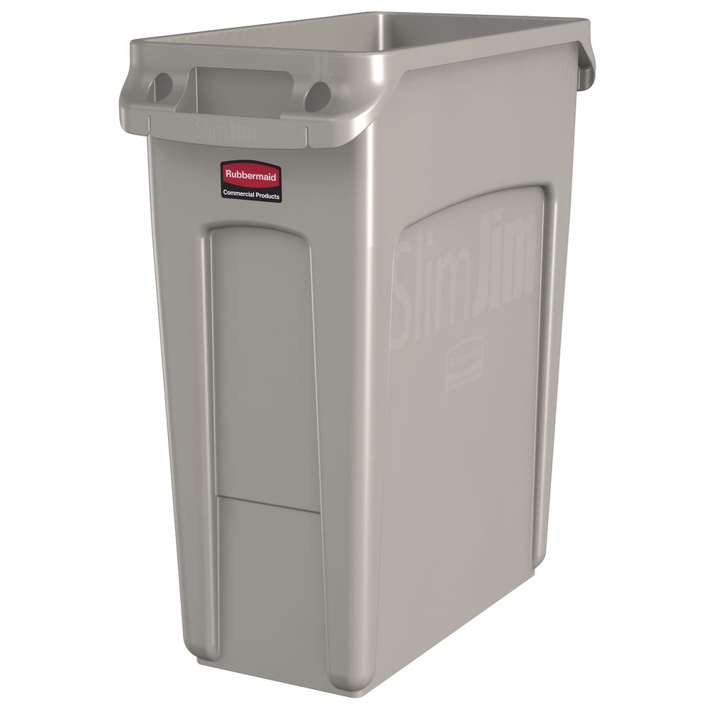 Rubbermaid&#174; Slim Jim&#174; Vented Commercial Garbage Can 16 Gal 23 3/8 L x 11 W x 24 7/8 H Beige