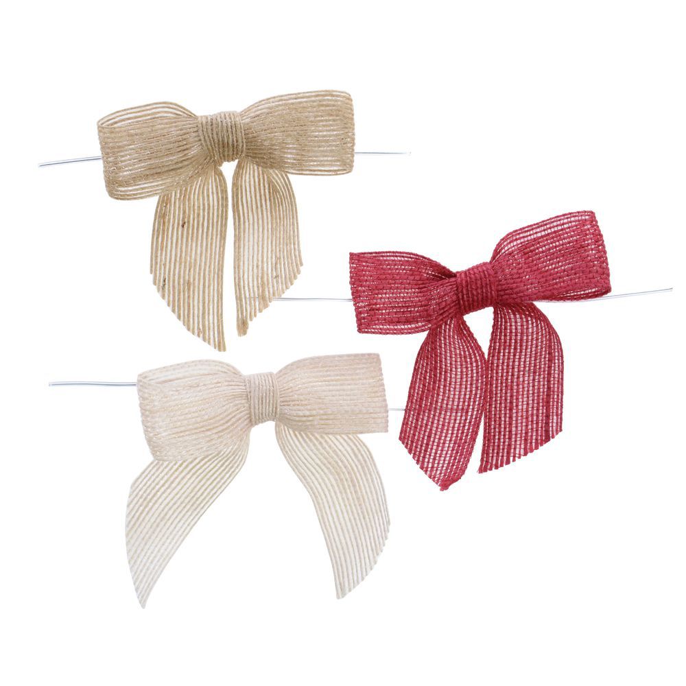 5/8 Red / White Gingham Ribbon - Pre-Tied Twist Tie Bows - 100 Bows/Pack